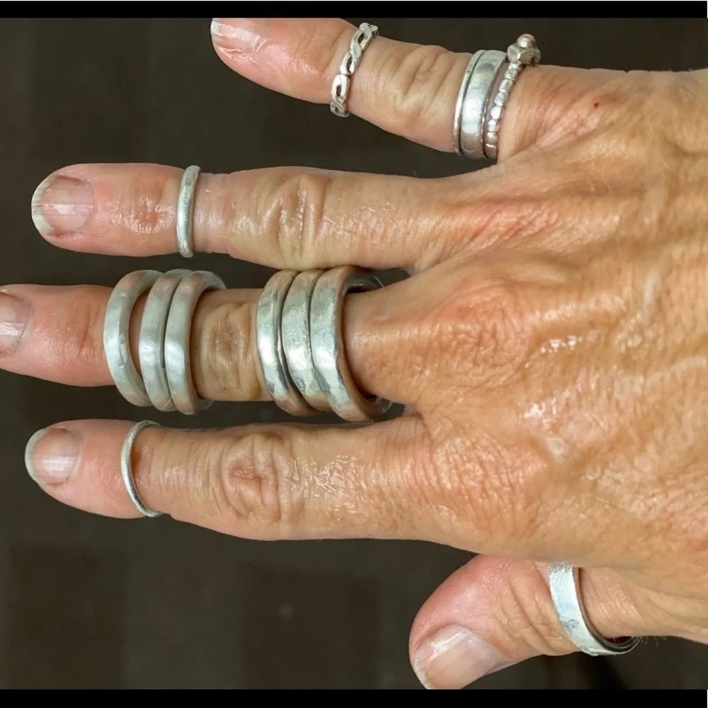 Chunky handmade set of 3 sterling silver rings